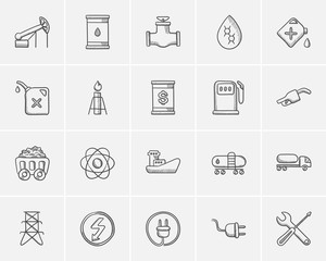 Ecology sketch icon set.