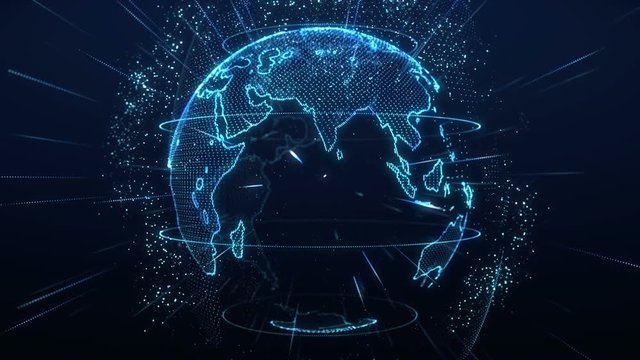 planet earth rotating animation future technology business concept