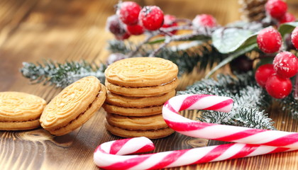 Christmas cookies with festive decoration