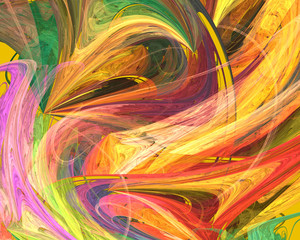 Abstract fractal design. Yellow strokes.