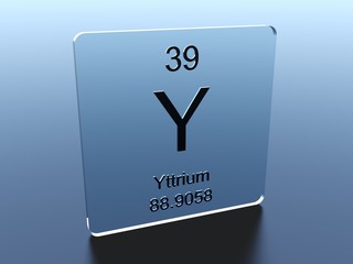 Ytterium symbol on a glass square