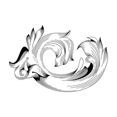 Vintage Baroque Ornament Swirl Victorian Engraving Floral Filigree