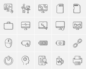 Technology sketch icon set.