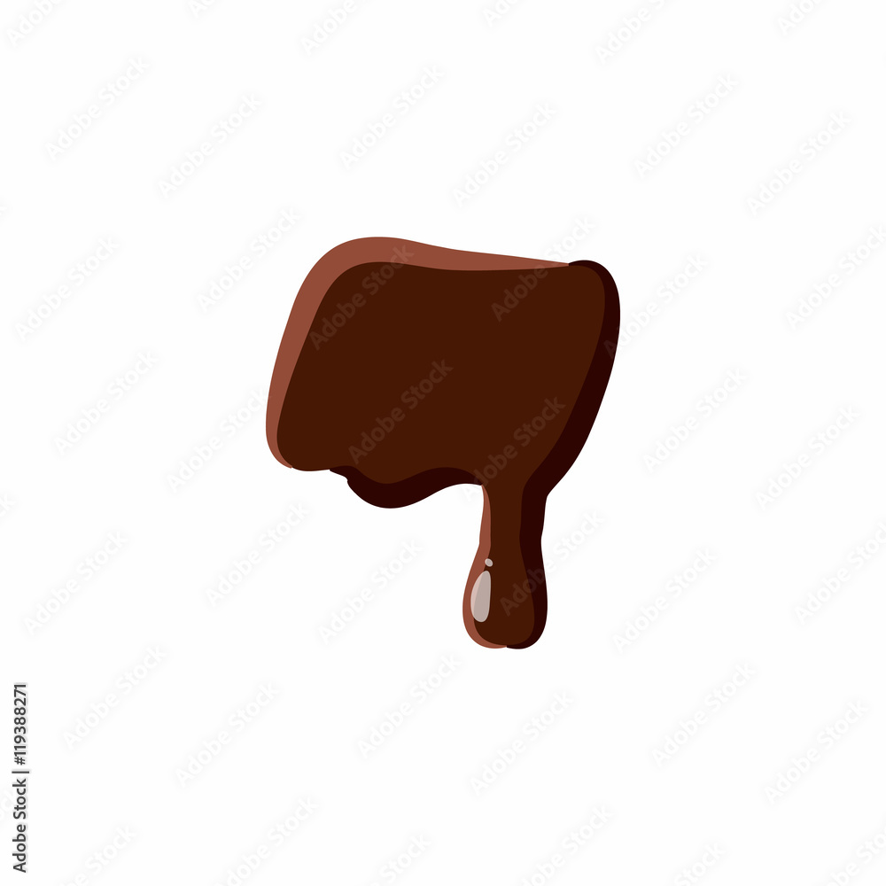 Poster punctuation mark dash from latin alphabet with numbers and symbols made of dark melted chocolate
