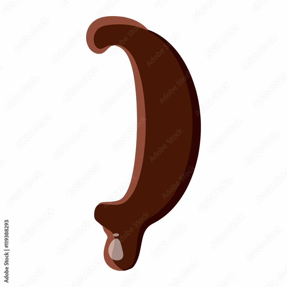 Poster punctuation mark right parenthesis from latin alphabet with numbers and symbols made of dark melted 