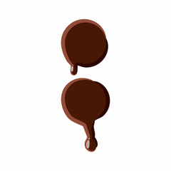 Obraz premium Punctuation mark colon from latin alphabet with numbers and symbols made of dark melted chocolate