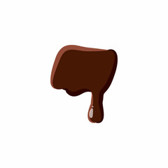 Punctuation mark dash from latin alphabet with numbers and symbols made of dark melted chocolate