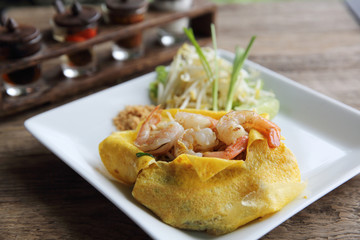 Thai food padthai fried noodle with shrimp