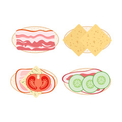 Set of sandwiches icons in flat style