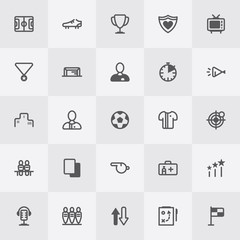 Football / Soccer Icon Set. Line Art Vector Illustration