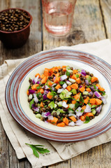 green lentils carrots celery salad