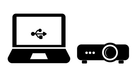 Port USB sur un écran d'ordinateur et un vidéo projecteur