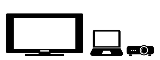 Télévision, ordinateur et un vidéo projecteur