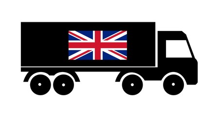 Drapeau du Royaume-Uni sur un camion de transport