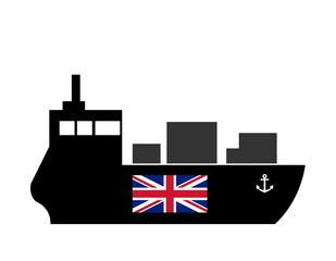 Drapeau du Royaume-Uni sur un bateau cargo