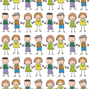 seamless pattern with of children