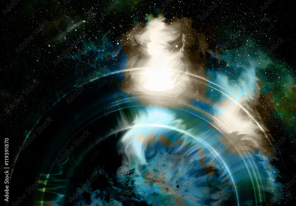 Aufkleber color abstract background. cosmic space.. computer collage.