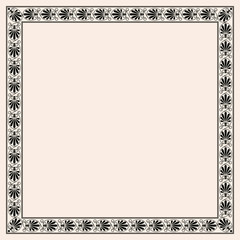 Greek style seamless ornament with corner element. Black pattern on a beige background.
