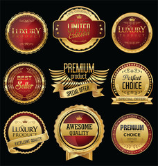 Premium and luxury golden retro badges and labels collection 