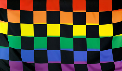 Rainbow flag checkered with black