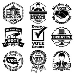 Obraz premium Vote and election labels. Vector set.