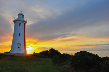 Fototapeta na wymiar Sunset at Mersey Bluff Lighthouse, Devonport, Northern Tasmania, Australia