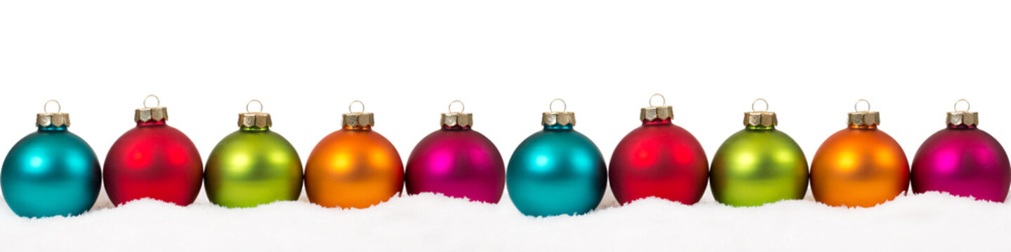 Weihnachten bunte Weihnachtskugeln Banner Dekoration Textfreirau