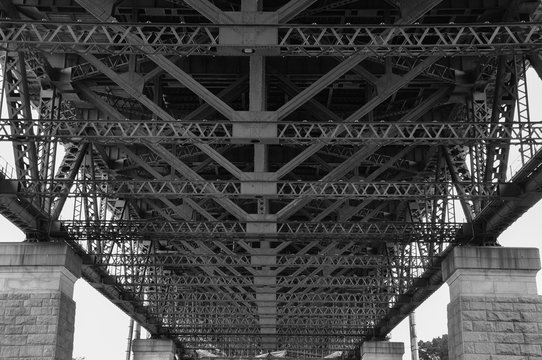 Fototapeta Under Sydney Harbour Bridge, NSW, Australia,  processed in Black and White