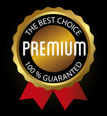 seal guaranteed premium quality gold vector illustration design