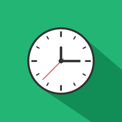 Clock Icon Long Shadow Illustration