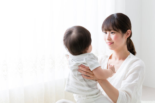 portrait of asian mother and baby lifestyle image