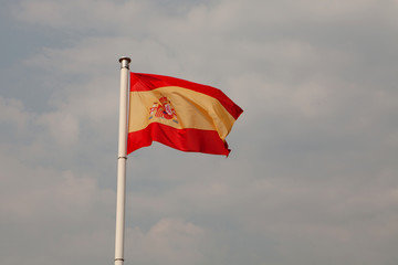 Spain flag waving on a mast