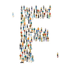 People crowd. Vector ABC capitals, letter F