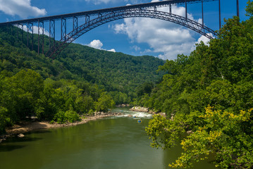 Fototapeta premium Rafters at the New River Gorge Bridge in West Virginia