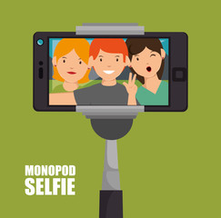 monopod photography selfie style isolated vector illustration design