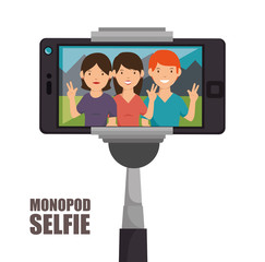 monopod photography selfie style isolated vector illustration design