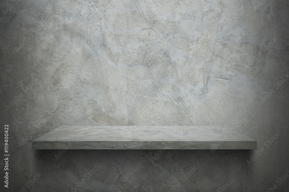 Poster cement wall with shelf for pattern