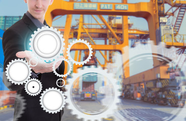 Businessman with supply chain management logistics,concept suppl