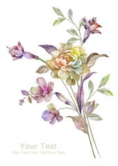 watercolor illustration flowers in simple background - 119402422
