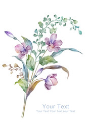 watercolor illustration flowers in simple background - 119402428