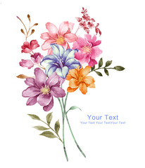 watercolor illustration flowers in simple background - 119402462