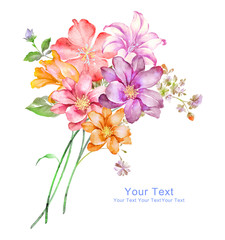 watercolor illustration flowers in simple background - 119402480