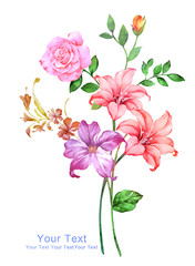 Fototapeta premium watercolor illustration flowers in simple background