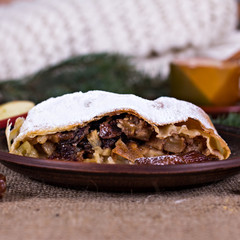 Apple strudel, apple pie and a cup of coffee