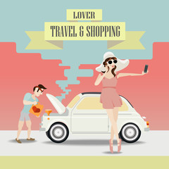 Naklejka premium Lover Travel and Shopping.