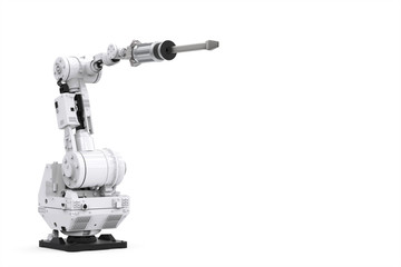 white robotic arm with blank space