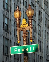 Fotobehang Street Lantern and Sign Powell, San Francisco  © winterbilder