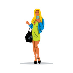 Vector Selfie Girl Cartoon Illustration.
