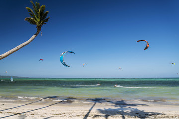 bolabog kite surfing  beach in tropical paradise boracay island