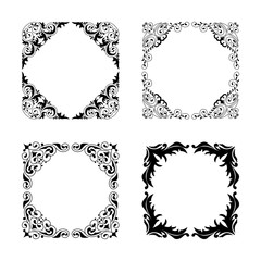 Vintage style square frames collection. Decorative frame set for your design for any holiday 